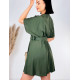 Dámské zelené krátké šaty s hrubým opaskem