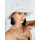 Dámský bílý slaměný klobouk s perlami