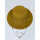 Dámský hnědý slaměný klobouk s perlami