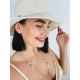 Dámský béžový slaměný klobouk s perlami