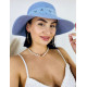 Dámský modrý slaměný klobouk s mašlí
