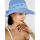 Dámský modrý slaměný klobouk s mašlí